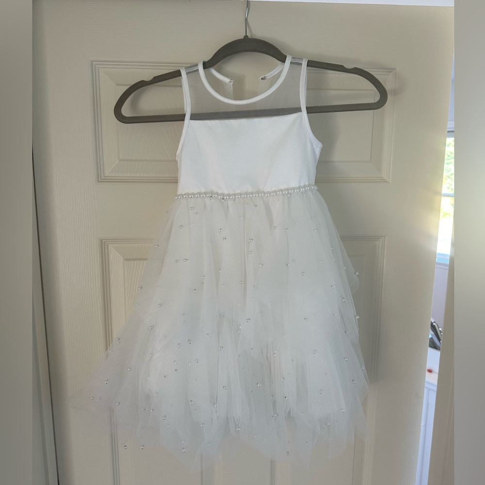 American Princess Formal White Pearl & Tulle Dress Size 5